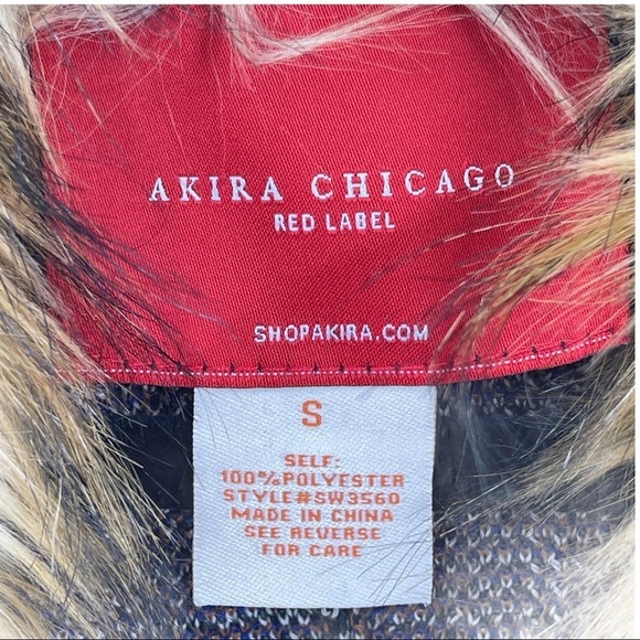 Akira Chicago Open Front Faux Fur Trim Cardigan - Picture 9 of 9